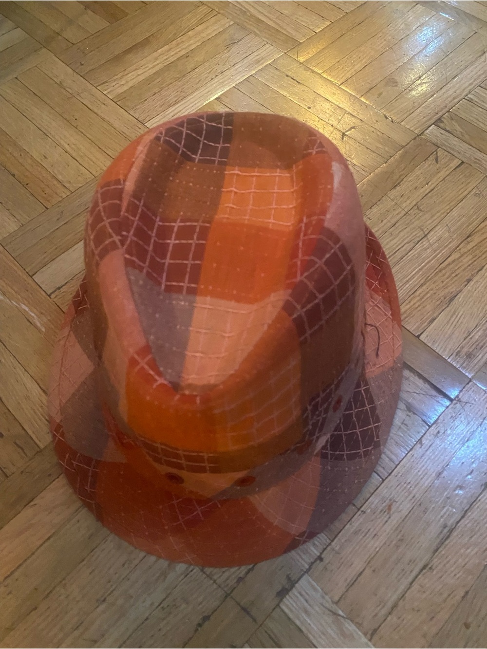 Orange Plaid Fedora Hat
